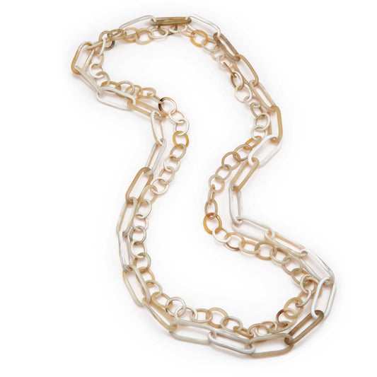 CTN131 Natural Horn Double Link Necklace
