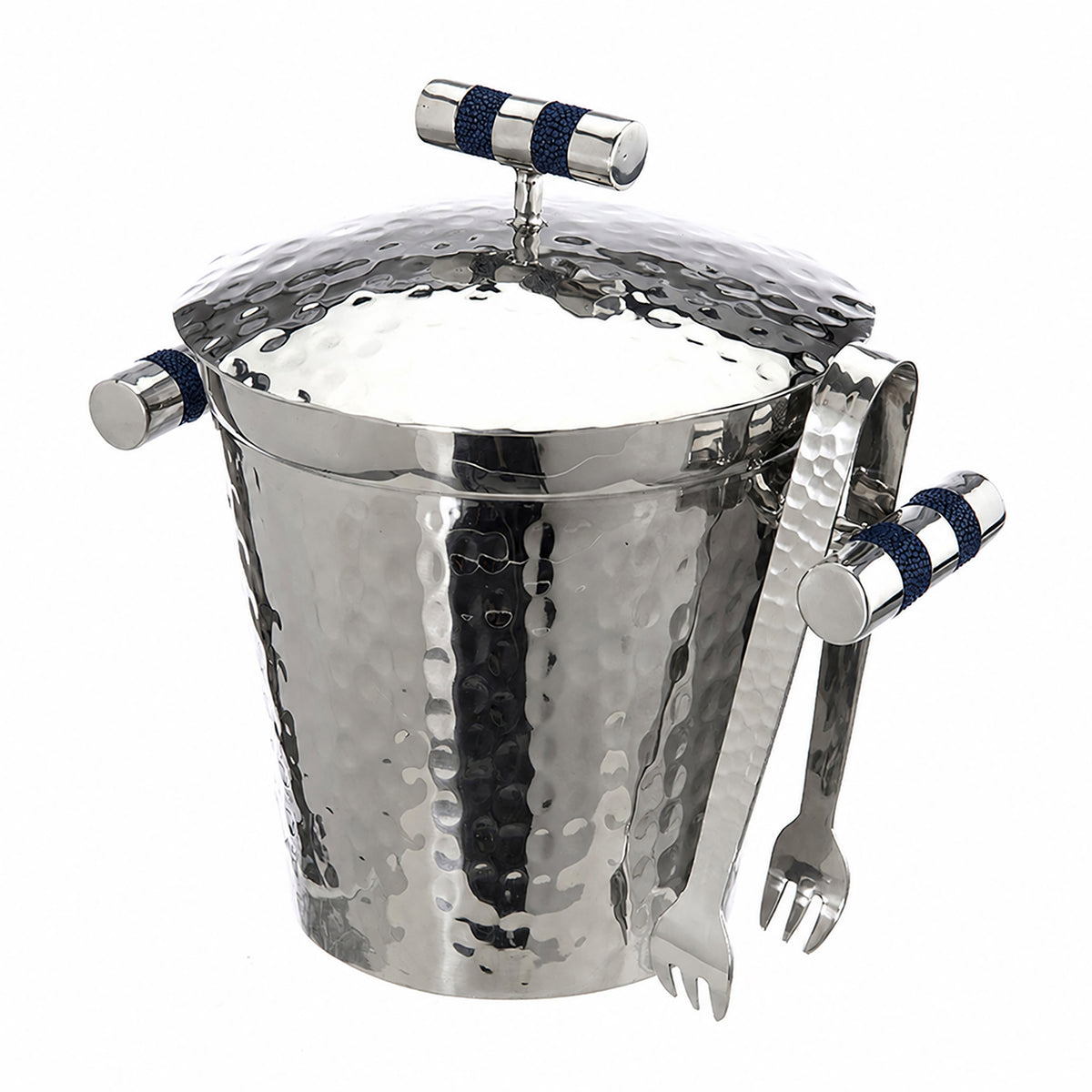 Forged SS Ice Bucket Top Shagreen Inlay
