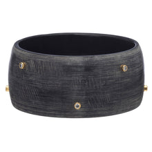 CTB143 Matt Black Horn Bangle With Scatted Crystals