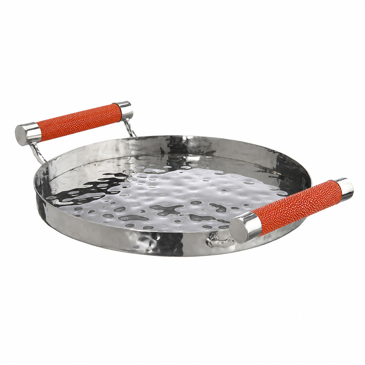 12  Hand-Forged SS Round Tray Shagreen
