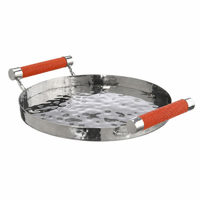 12  Hand-Forged SS Round Tray Shagreen
