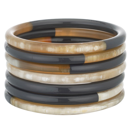 CTB124 Natural Horn Bangle Set of 7 With Lacquer