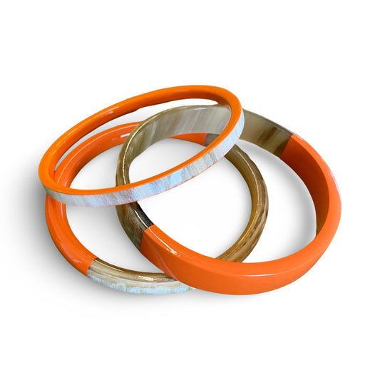 CTB198O Natural Horn Bangle Set  With Lacquer