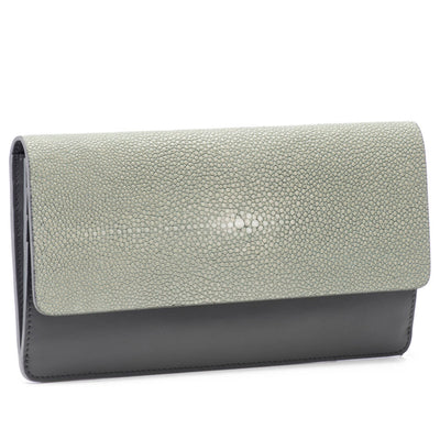Maya Shagreen Fold Front Wallet Zip Back