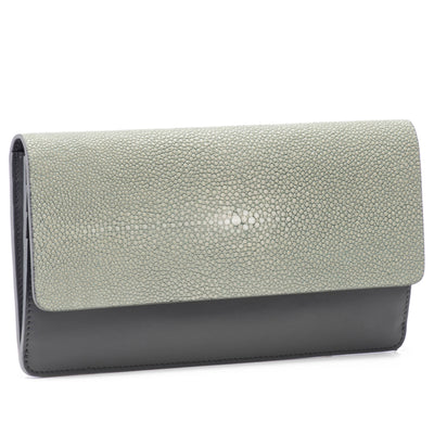 Maya Shagreen Fold Front Wallet Zip Back