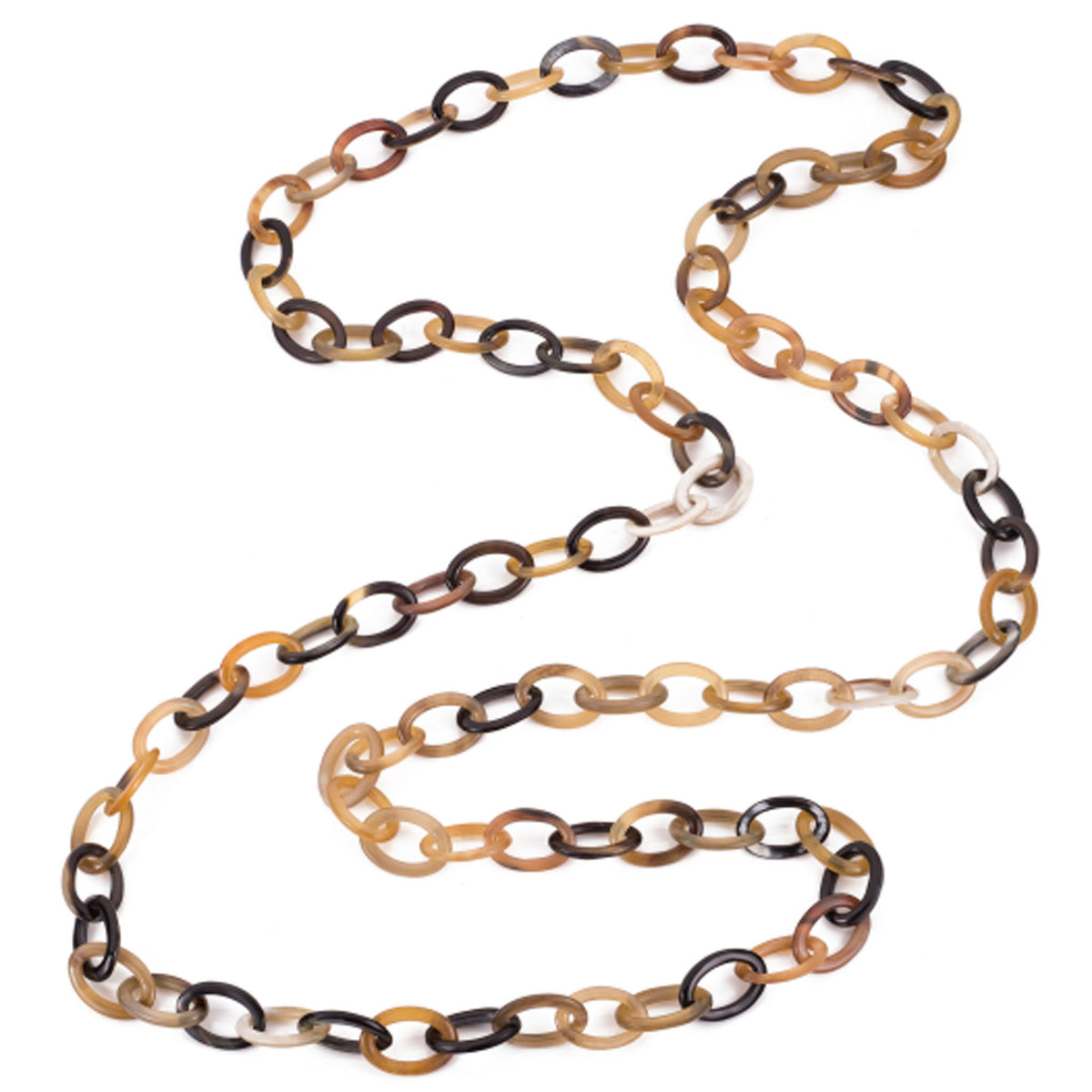 CTN113 Genuine Horn Oval Link Long Necklace