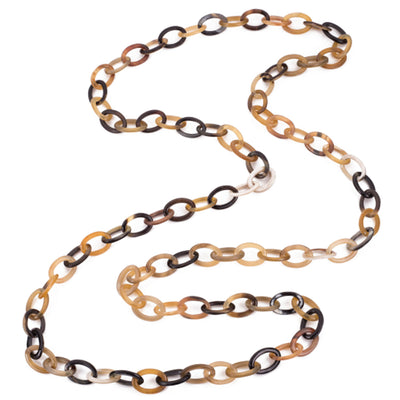 CTN113 Genuine Horn Oval Link Long Necklace