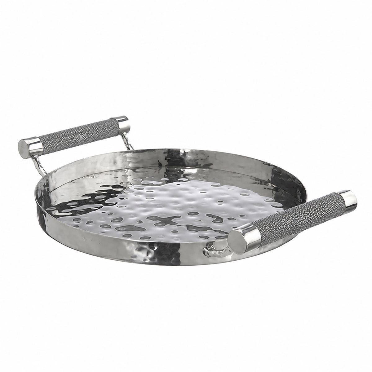 12  Hand-Forged SS Round Tray Shagreen