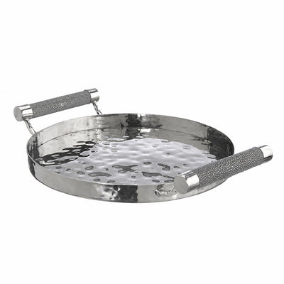 12  Hand-Forged SS Round Tray Shagreen