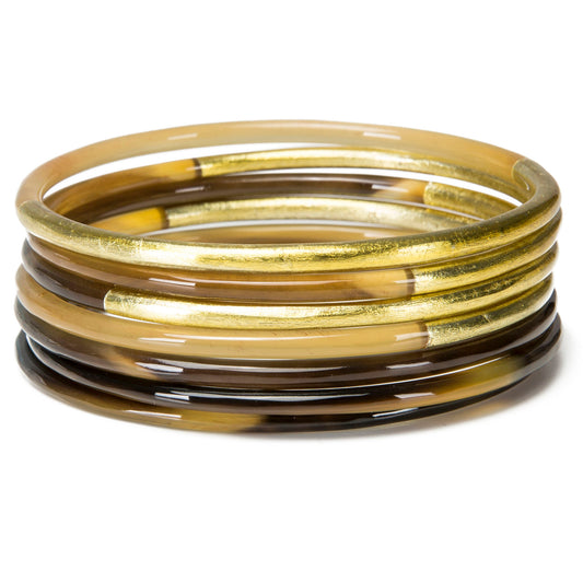 CTB158 Natural Horn Bangle Set of 7 With Lacquer