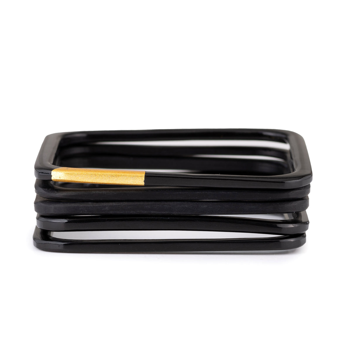 CTB184 Black Sqaure Horn Bangles With Lacquer