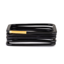 CTB184 Black Sqaure Horn Bangles With Lacquer