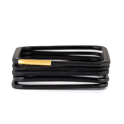 CTB184 Black Sqaure Horn Bangles With Lacquer