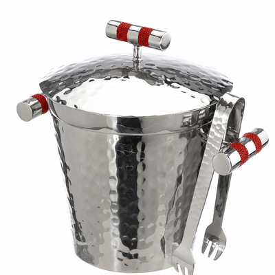 Forged SS Ice Bucket Top Shagreen Inlay