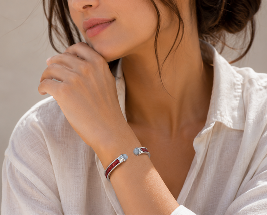 ARIEL Silver And Moonstone Shagreen Cuff