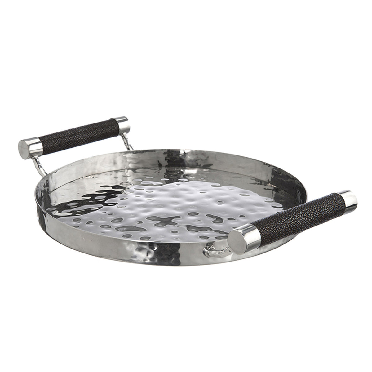 12  Hand-Forged SS Round Tray Shagreen