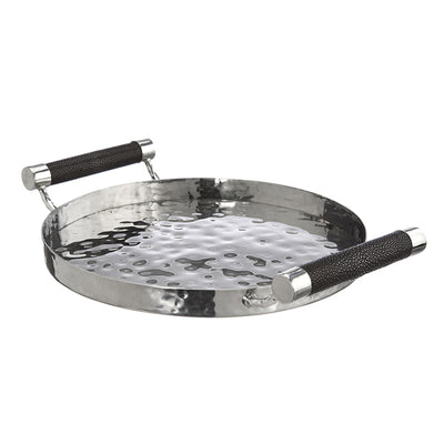 12  Hand-Forged SS Round Tray Shagreen
