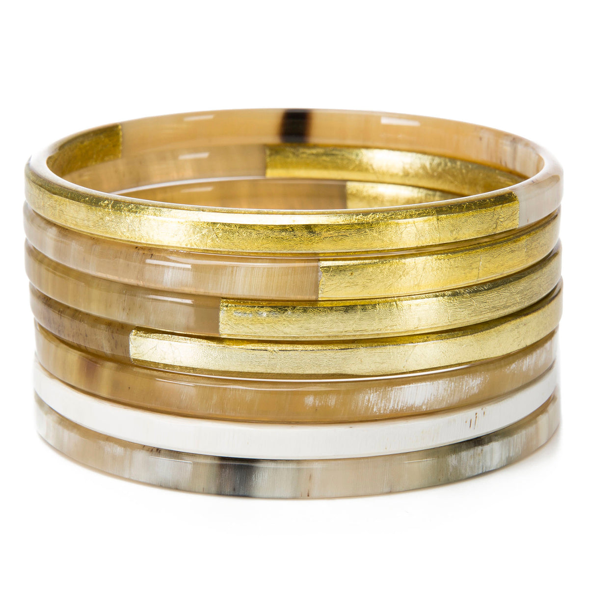 CTB157 Natural Horn Bangle Set of 7 With Lacquer