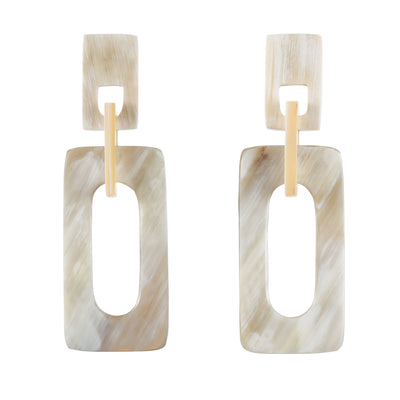CTE79 Natural Horn Drop Earring On Post