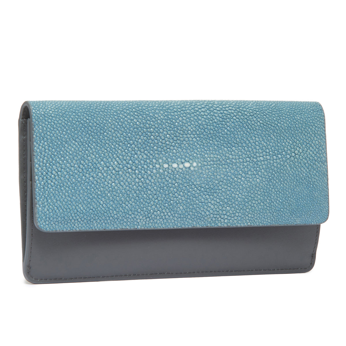 Maya Shagreen Fold Front Wallet Zip Back