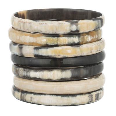 CTB072D Dark Natural Horn Bangle Set