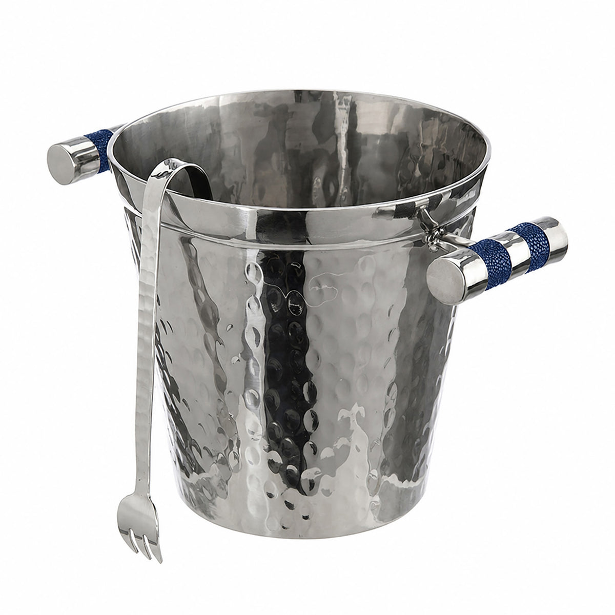 Hand Forged SS Ice Bucket Shagreen Inlay