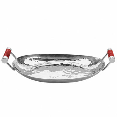 15 in Hand Forged SS Oval Tray Shagreen