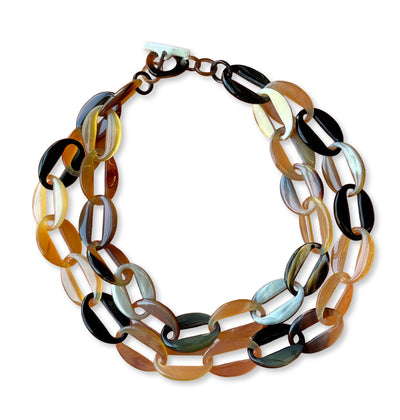 CTN143 Natural Horn Double Link Necklace