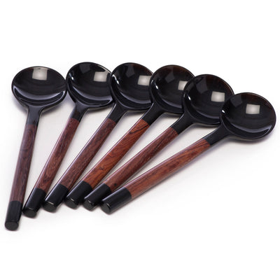 CTH03 Rosewood  And Horn Spoon Set Of 6