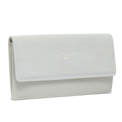 Maya Shagreen Fold Front Wallet Zip Back