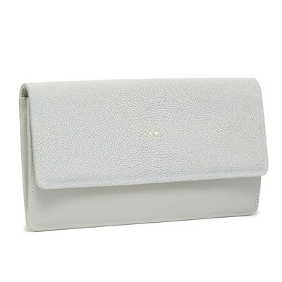 Maya Shagreen Fold Front Wallet Zip Back