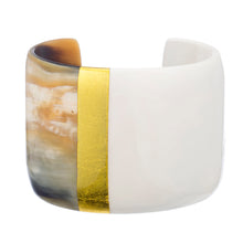 CTB111 Natural Horn Cuff Lacquer Accents, White