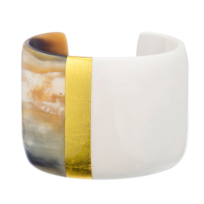 CTB111 Natural Horn Cuff Lacquer Accents, White