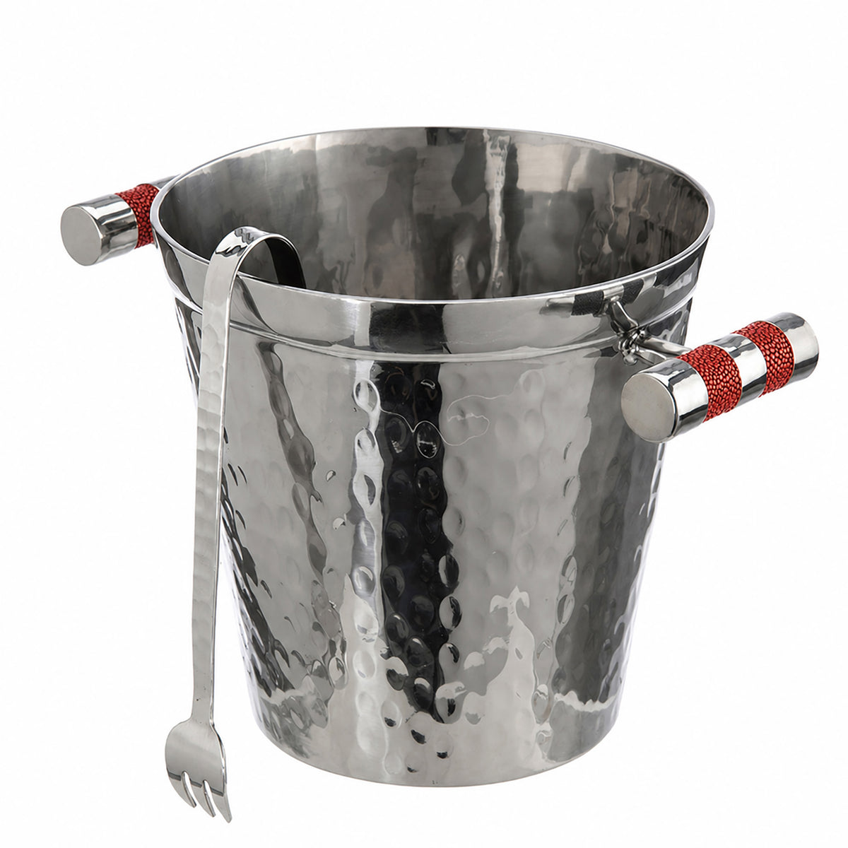Hand Forged SS Ice Bucket Shagreen Inlay