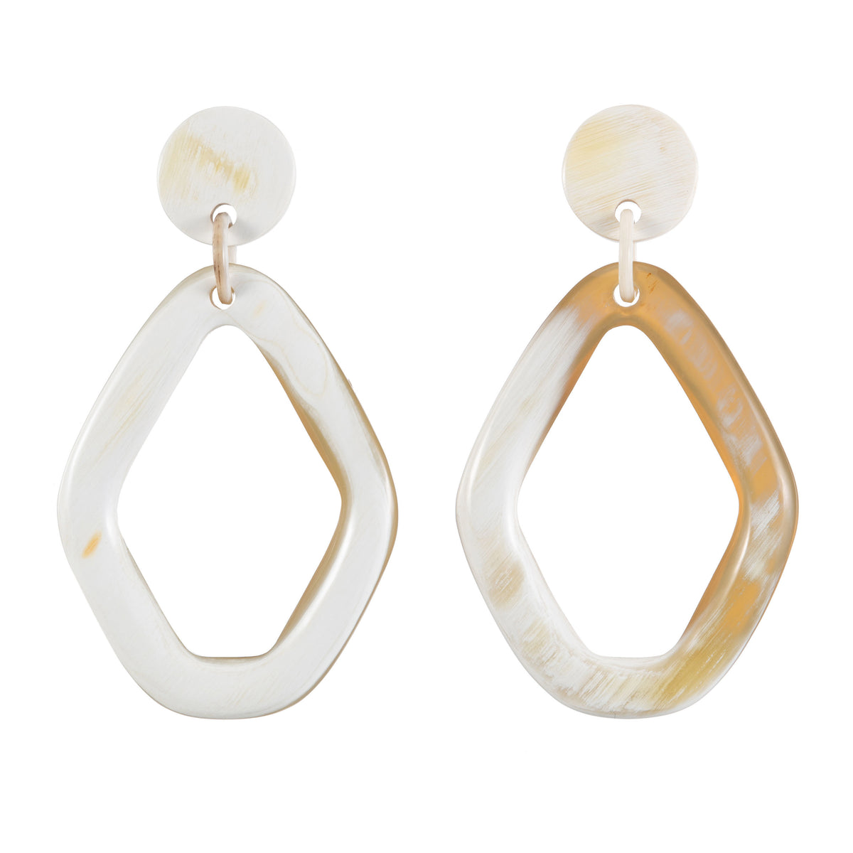 CTE58 Natural Horn Geometric Drop Earring On Post