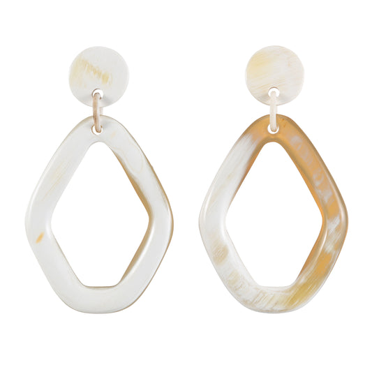 CTE58 Natural Horn Geometric Drop Earring On Post