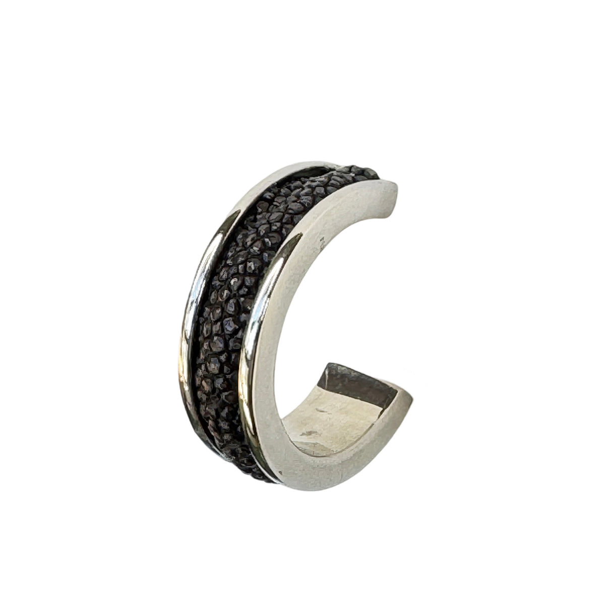 LUNA Wht Gold Earring Shagreen Inlay