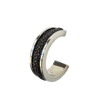 LUNA Wht Gold Earring Shagreen Inlay