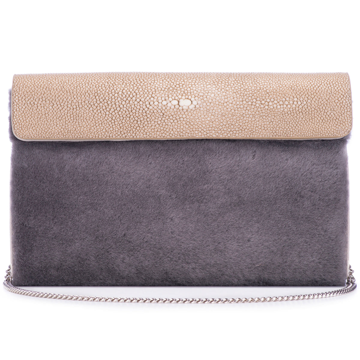 Holly  Large Fold Top Clutch with Chain