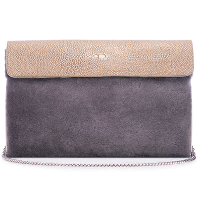 Holly  Large Fold Top Clutch with Chain