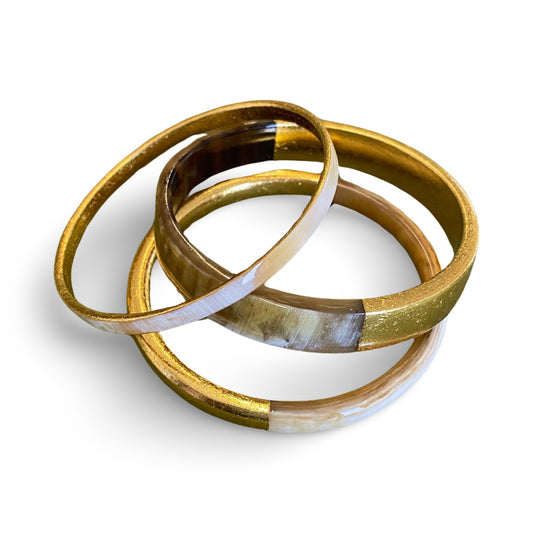 CTB198G Natural Horn Bangle Set  With Lacquer