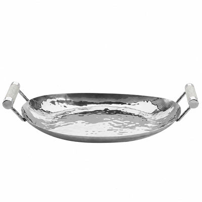 15 in Hand Forged SS Oval Tray Shagreen