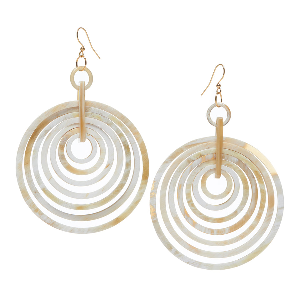 CTE94 Concentric Circle Horn Earrings On Wire