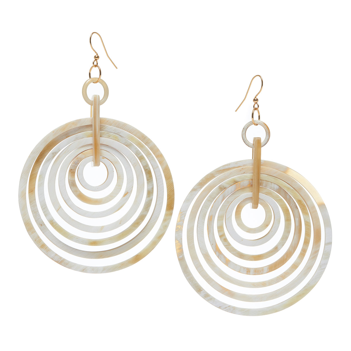 CTE94 Concentric Circle Horn Earrings On Wire
