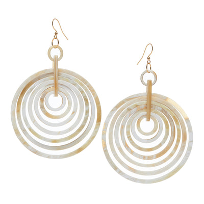 CTE94 Concentric Circle Horn Earrings On Wire
