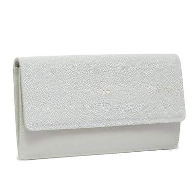 Maya Shagreen Fold Front Wallet Zip Back