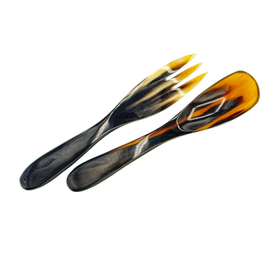 OSH04 Natural horn fork and spoon
