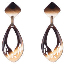 CTE54 Honey Horn Oval Drop Earring On Post