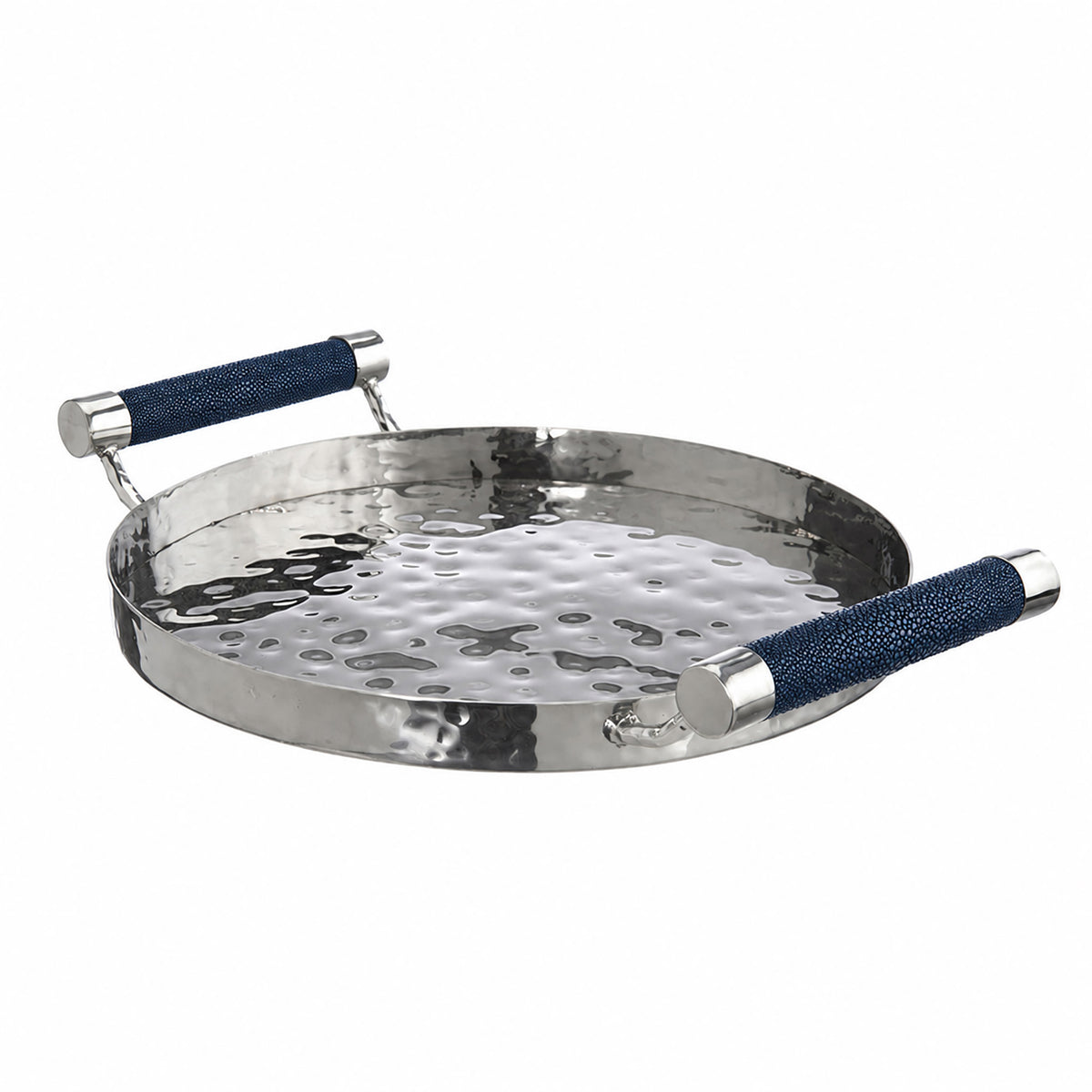 12  Hand-Forged SS Round Tray Shagreen