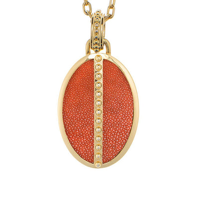 Ava Yellow Gold Pendant  Shagreen